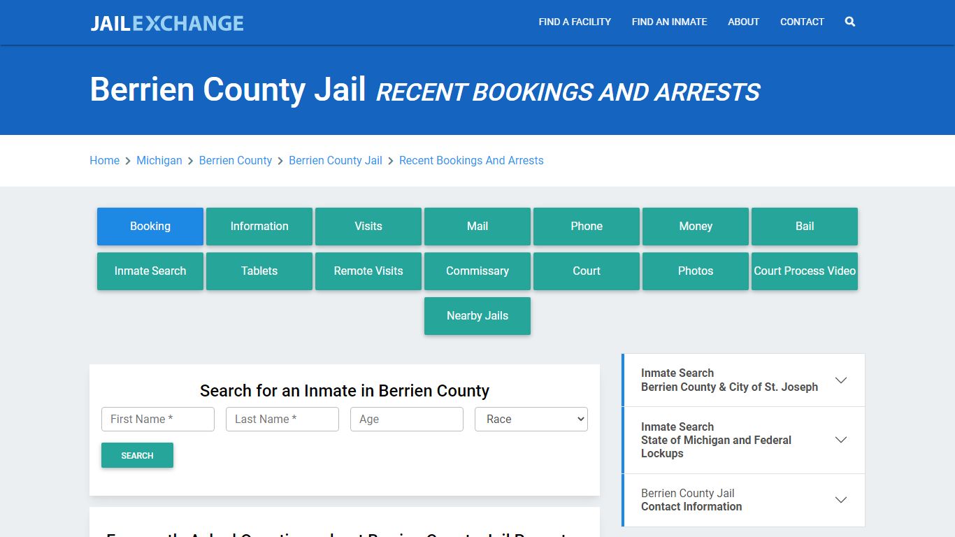 Berrien County Jail Recent Bookings And Arrests - Jail Exchange