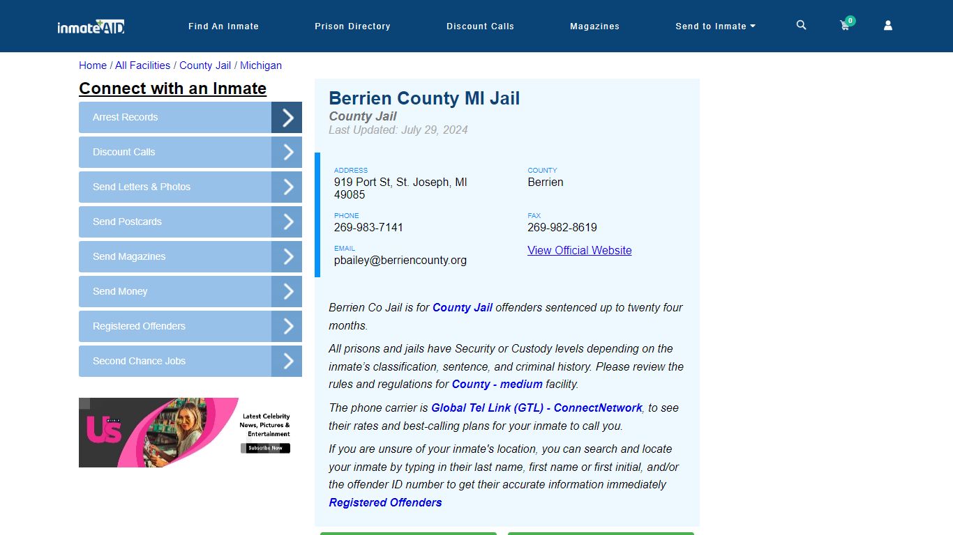 Berrien County MI Jail - Inmate Locator